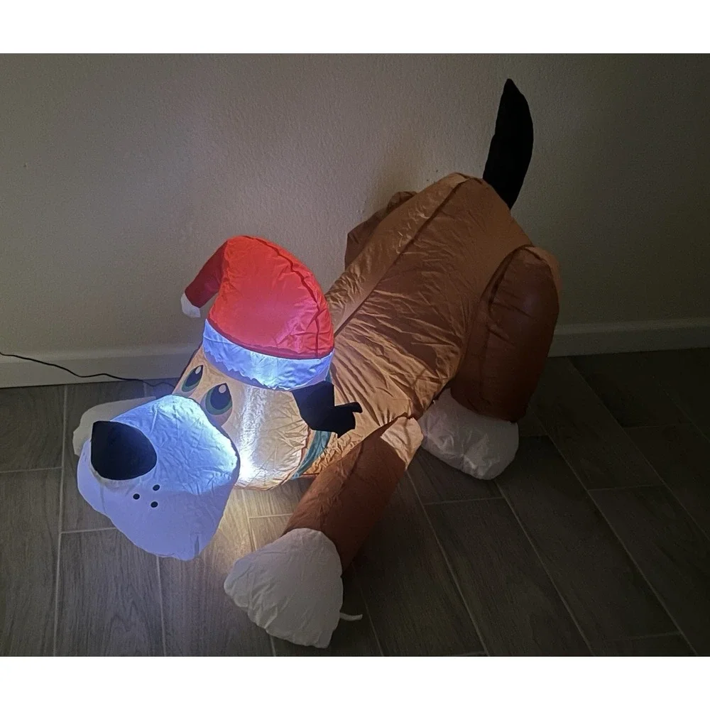 Holiday Time Playful Puppy Christmas Airblown Inflatable 3.5 FT Wide Lighted Dog